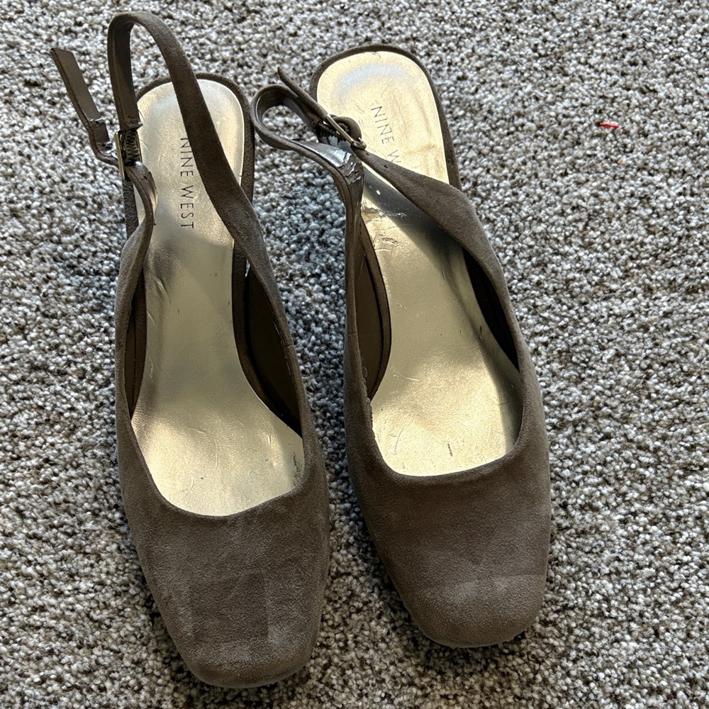 Nine West Taupe Slingback Heels